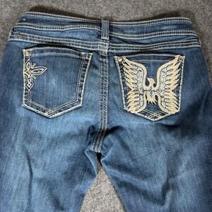 Ariat Ruby Women 29L Dark Wash Bootcut Jeans Embellished Phoenix Wing Denim